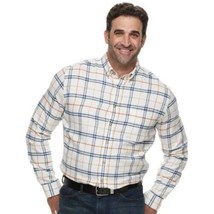 Mens Shirt Flannel Big &amp; Tall Croft &amp; Barrow White Plaid Long Sleeve-siz... - $19.80