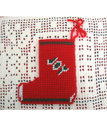 Handcrafted Christmas Stocking Gift Card Holder Ornament - Plastic Canvas - £11.35 GBP