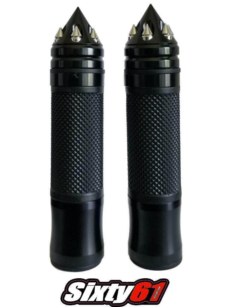 Ninja 250R 300 500 650 Black Grips Kawasaki Comfort Racing Spiked Bar En... - $49.53