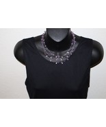 Vintage Wire Necklace with 3-Strand of Beads Silver Tone Pink Purple Rhi... - $267.63 MXN