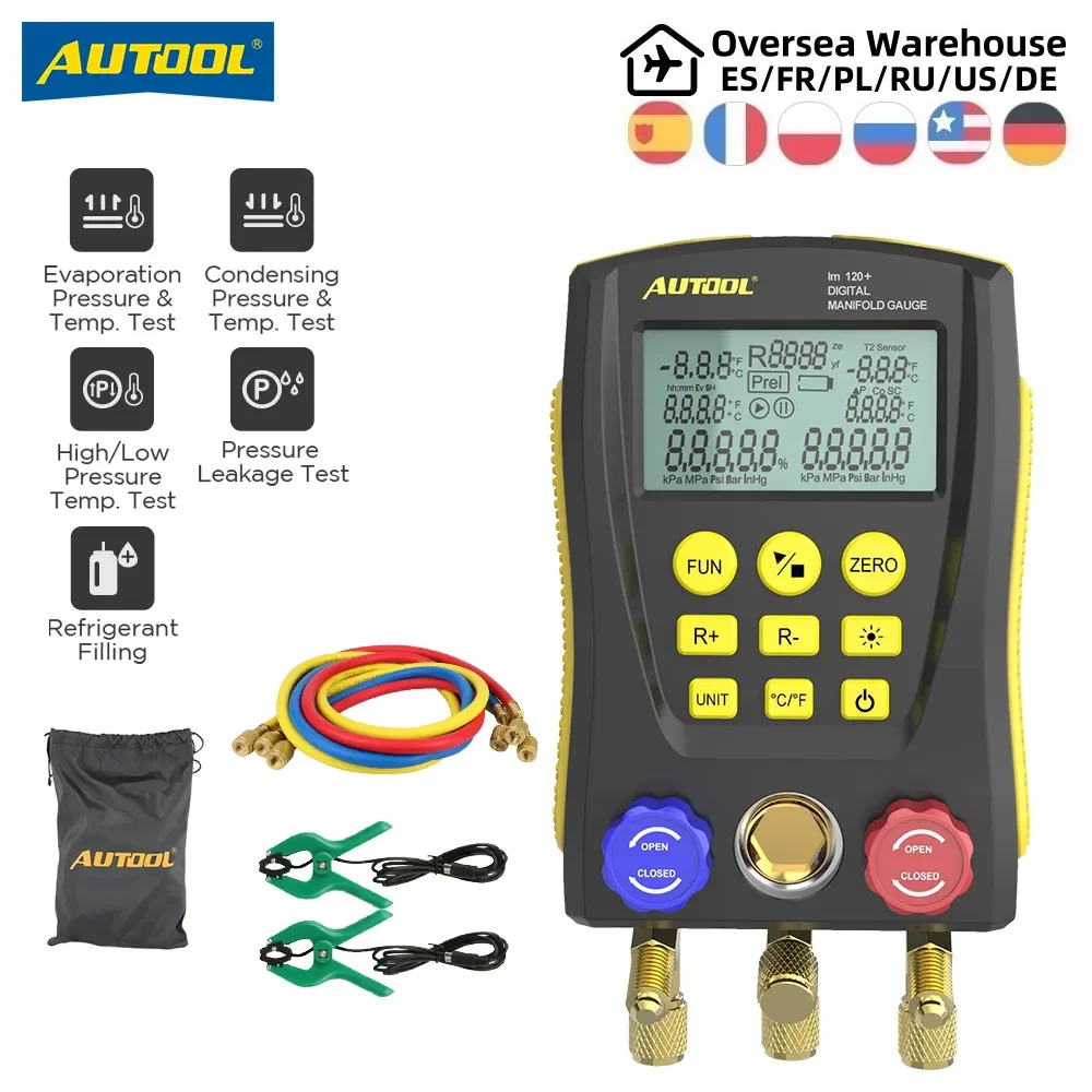 AUTOOL lm120+ Digital Manifold Car Air Conditioning Refrigerant Fluoride... - £317.23 GBP