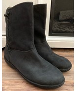OLUKAI Womens sz 8 leather O WAHO black bootie boots - £20.27 GBP