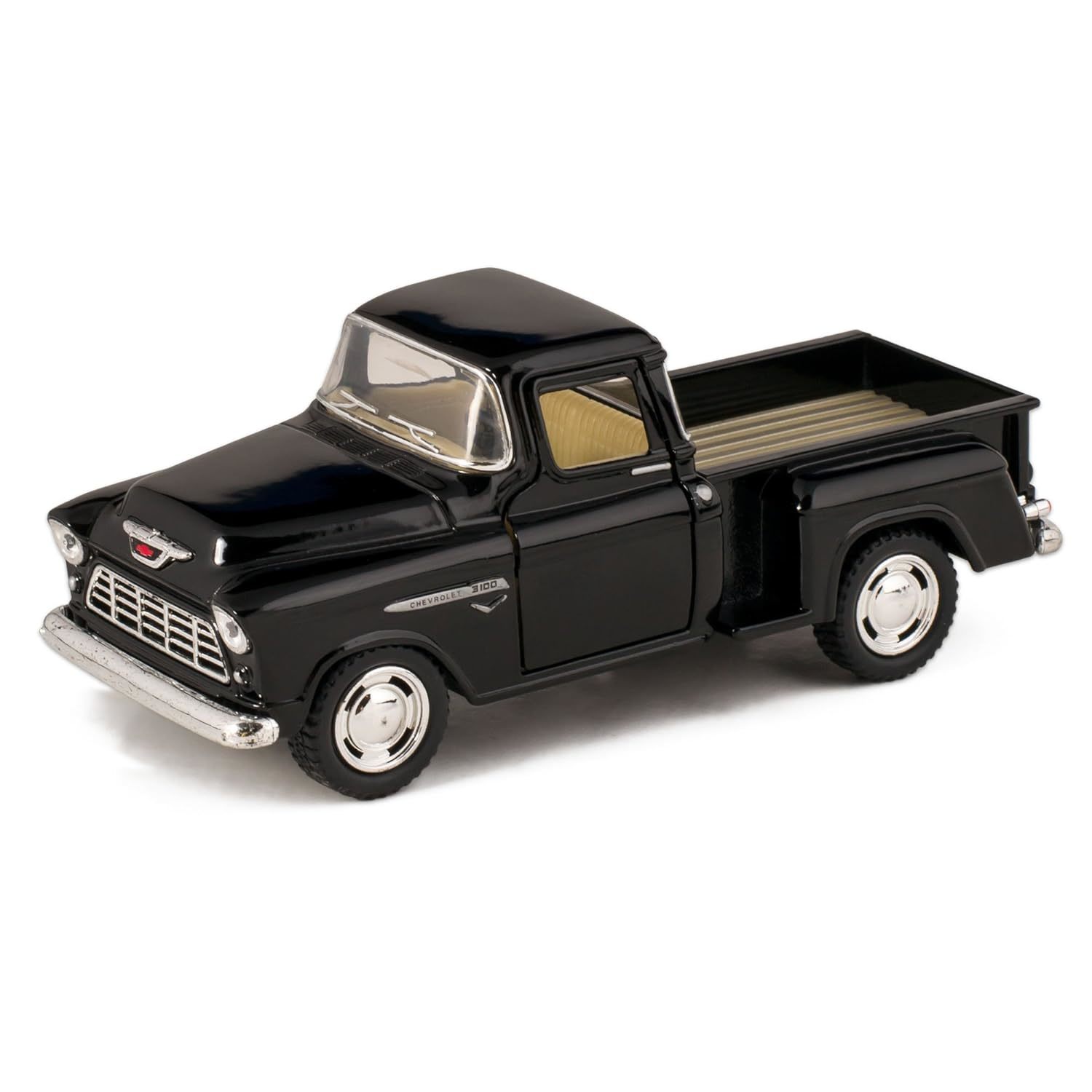 Primary image for Black 1955 Chevy Stepside Pick-Up Die Cast Collectible Toy Truck by Kinsmart