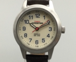 Timex Expedition Watch Women 26mm Silver Tone Indiglo 50M Brown Leather ... - $24.74