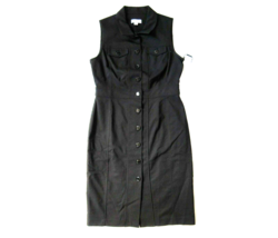 NWT Calvin Klein Sleeveless Sheath in Black Stretch Button Front Shirt D... - $41.58