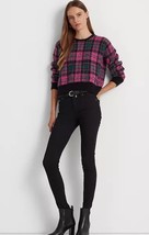 LAUREN RALPH LAUREN Plaid Wool-Blend Sweater In Pink Multi Size Small - $115.00