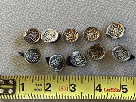ANTIQUE  CUT STEEL BUTTONS 10 With Crest Copper/Steel Shank 5/8" - $39.49