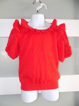 JANIE AND JACK RED PUFF SLEEVE SWEATER TOP SIZE 6 GIRL'S EUC - $20.70