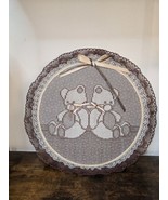 Vintage Teddy Bear Stretched Embroidery Hoop Wall Hanging 14&quot; - £11.55 GBP