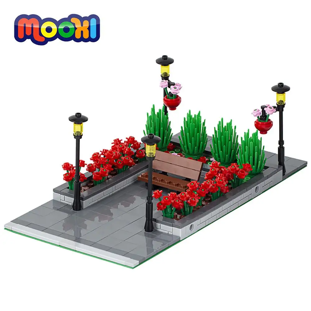 MOOXI City Street View Park 442Pcs  MOC Bricks Compatible With Action Figures - £29.55 GBP