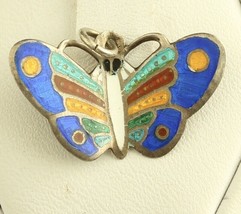 Sterling Silver Colorful Enamel Butterfly Pendant - £54.49 GBP