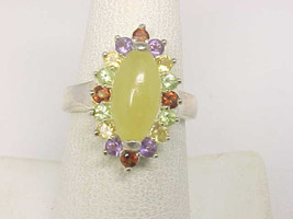 Colorful Genuine Multi-Gemstones RING in Sterling Silver - Size 7 1/4 - Signed - £71.94 GBP