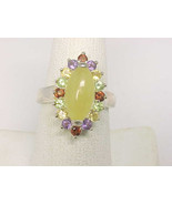 Colorful Genuine Multi-Gemstones RING in Sterling Silver - Size 7 1/4 - ... - £71.18 GBP