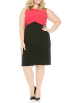 New Kasper Pink Black Color Block Sheath Career Dress Size 20 W 22 W 24 W - £58.50 GBP+