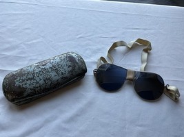 Vtg WWII Era Rockglas Beck Aviator Motorcycle Glasses Elastic Strap W/ C... - $4,670.49 MXN