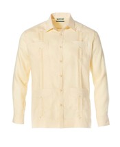 Cubavera Mens All Linen Long Sleeve Guayabera Shirt Banana Cream Size 2XL - $45.88