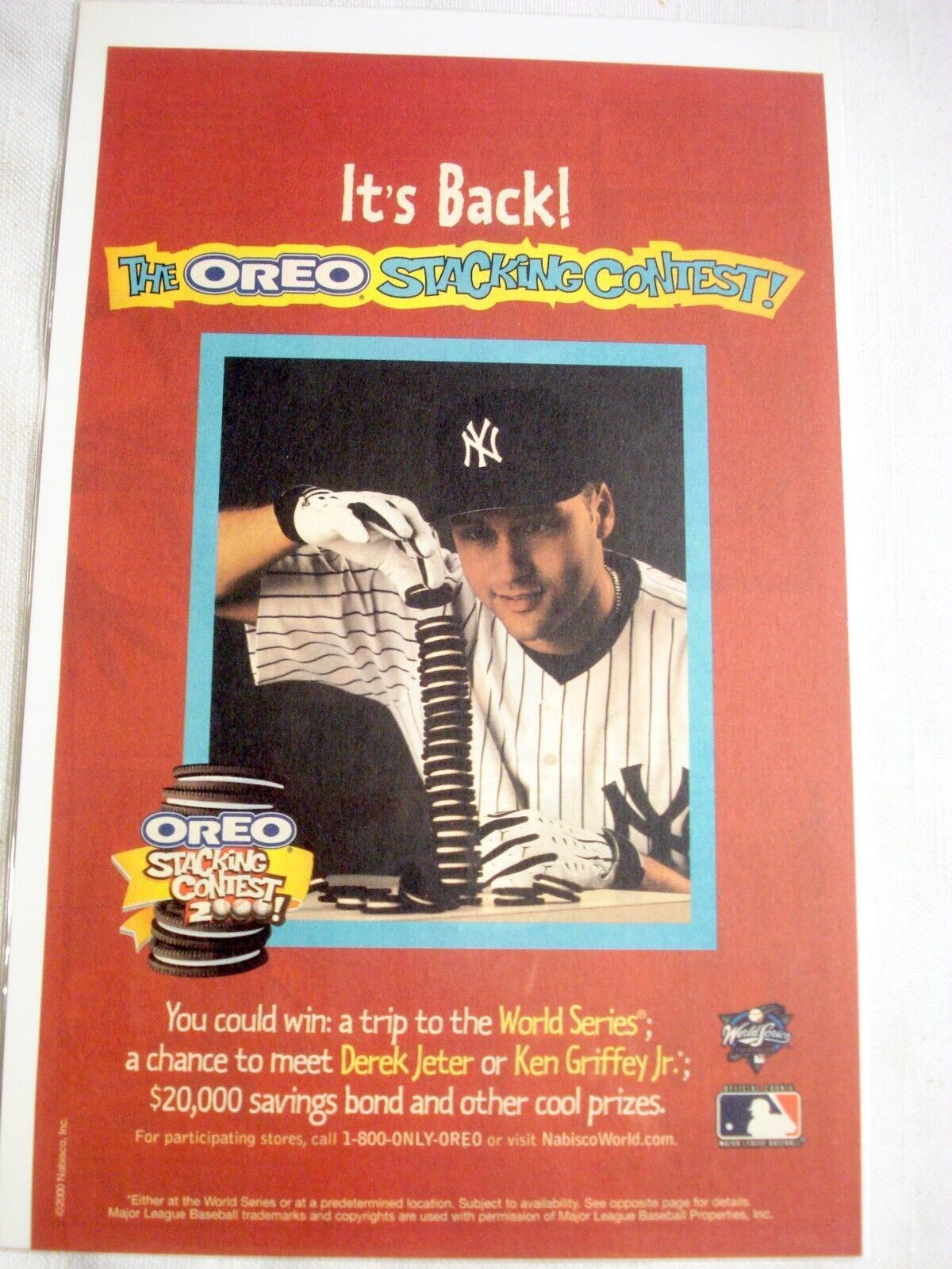 Primary image for 2000 Oreos Ad With New York Yankee Derek Jeter Oreo Stacking Contest