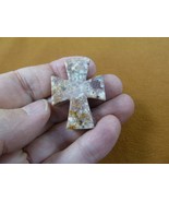 Y-CRO-10 lil white gray Cross SOAPSTONE stone figurine religious pocket ... - $12.42 CAD