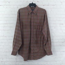 Lands End Shirt Mens Large 16-16 1\2 Brown Plaid Long Sleeve Cotton Butt... - $19.99