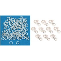 Sterling Silver Open Jump Rings &amp; Lobster Clasps Jewelry Connectors Kit 200 Pcs - £63.64 GBP