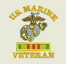 USMC Marine Vietnam Veteran with Service Ribbon Military Embroidered Pol... - $34.95+