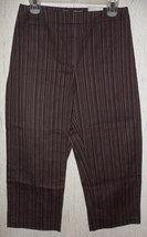Nwt Womens Croft &amp; Barrow Stretch Brown Pinstripe Capris / Cropped Pants Size 8 - £19.84 GBP