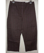 NWT WOMENS Croft &amp; Barrow STRETCH BROWN PINSTRIPE CAPRIS / CROPPED PANTS... - €21,88 EUR
