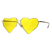 Womens Oversized Angled Heart Shape Sunglasses Gold Metal Frame UV 400 - £8.78 GBP