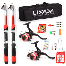 Lixada Fishing Rod Reel Combo Full Kit W/ Fishing Lures Hooks Accessories Bag - £31.45 GBP