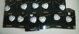 Genuine Porcelain Heart Necklace Chain K Thru T NAMES 16&quot; Lavender Flowe... - $243.66 MXN