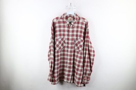 Vintage 90s Levis Mens XL Faded Collared Flannel Button Down Shirt Red Plaid - £35.76 GBP