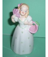 German Young Lady With Fan &amp; Basket Bell /Green #60081 - £11.19 GBP