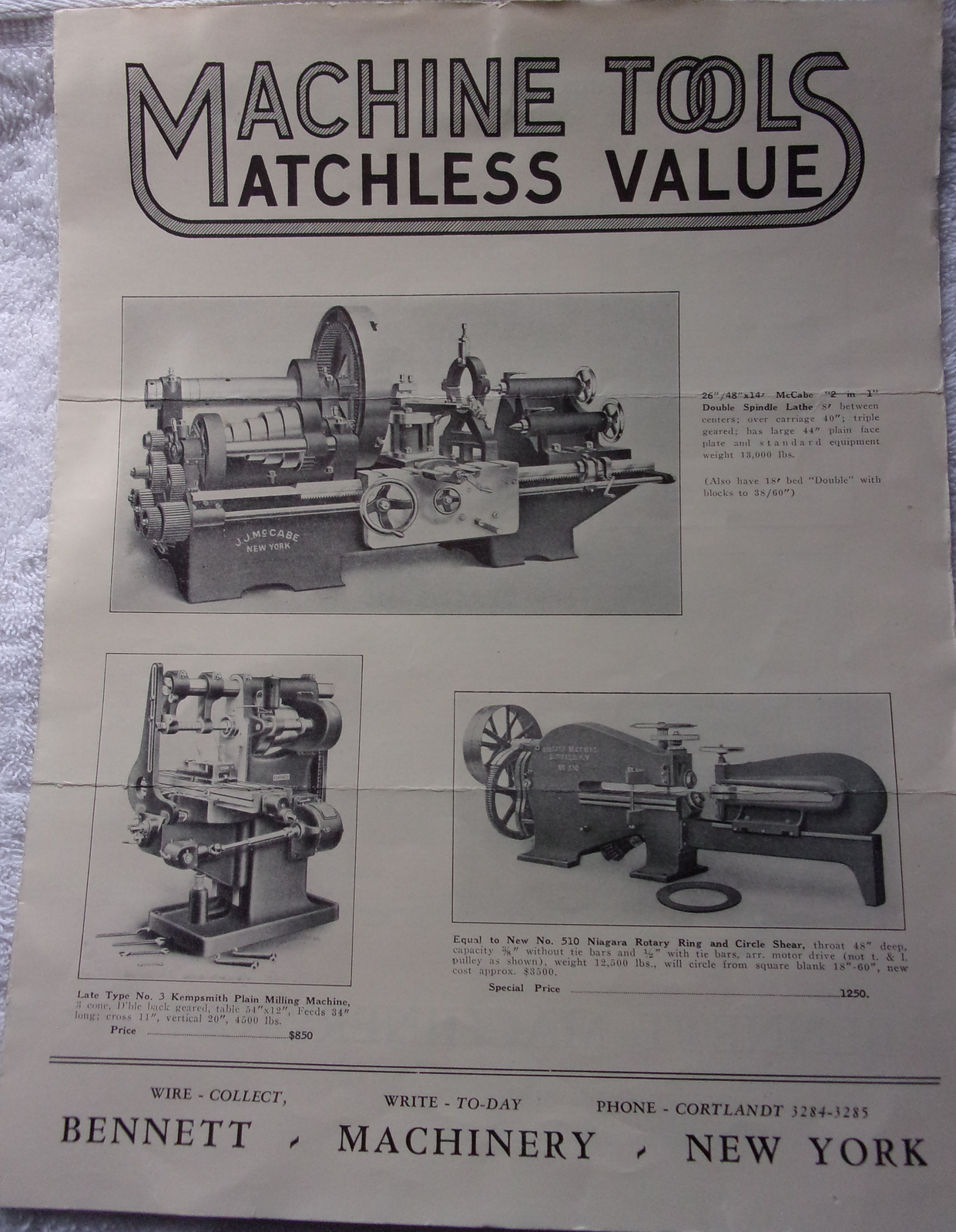 Vintage Machine Tools Matchless Vale Bennet Machinery NY Brochure Early ... - $9.99