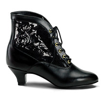 Vintage Pioneeer  Victorian Costume Granny Black Ankle Boots Shoes DAME05/B/PU - £50.16 GBP
