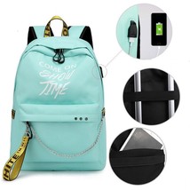 2022 Luminous USB Charge Women Backpack Waterproof Polyester Fashion Letters Pri - £30.59 GBP
