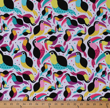 58&quot; Toucans Birds 4-Way Stretch Lightweight T-Shirt Knit Fabric by Yard D338.20 - £11.15 GBP