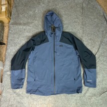 REI Mens Jacket Large Blue Coat Hood Rain Windbreaker Goretex XeroDry GT... - $69.98