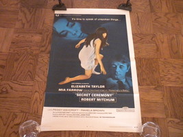 orig American film poster 1968 Secret Ceremony w Liz Taylor, Mia Farrow VG+ - £27.37 GBP