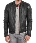 Mens Leather Jacket Stylish Genuine Lambskin Motorcycle Bomber Biker Jac... - $117.50