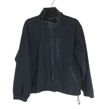 Eddie Bauer Mens Fleece Jacket Full Zip Pockets Cinch Waist Polartec Bla... - $14.49