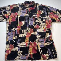 Y2K 90’s Button Shirt Men Sz M Loud Print Colorful Expressions Tag Vintage Retro - £14.56 GBP
