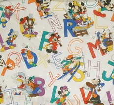 DISNEY MICKEY &amp; MINNIE MOUSE &amp; Friends Vintage Double Bed Sheet ALPHABET... - £35.35 GBP