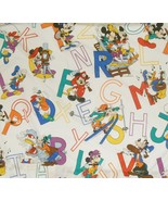 DISNEY MICKEY &amp; MINNIE MOUSE &amp; Friends Vintage Double Bed Sheet ALPHABET... - £35.26 GBP