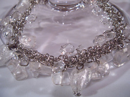 Bracelet Clear Crystal Chips, Teardrops and Azure Glass Bead - $9.99