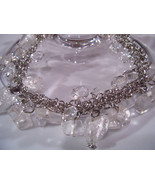 Bracelet Clear Crystal Chips, Teardrops and Azure Glass Bead - £7.86 GBP