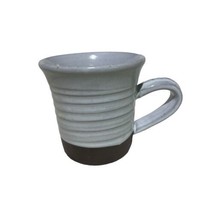 Crate and Barrel Coffee Cup 8 oz Mug White Stoneware Brown Dip Bottom si... - $12.74