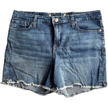 Seven7 Medium Wash Blue Denim Raw Hem Boyfriend Relaxed Jean Shorts Sz 12 - $23.28
