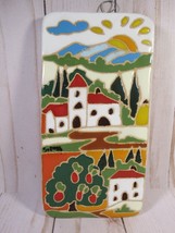 Siena Italian Tile Antica Hand Painted Village Scene Wall Hanging  7&quot; x 3.5&quot;. - £30.47 GBP