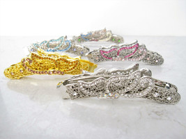 Silver or gold metal filigree butterfly banana hair claw clips with jewels and - £11.78 GBP