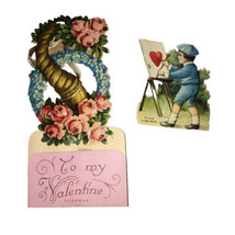 To My Valentine Printed In Germany Antique Painter &amp; Easel Valentines Day Card - £14.40 GBP